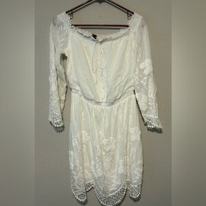 bebe Ivory Embroidered  Mini Dress